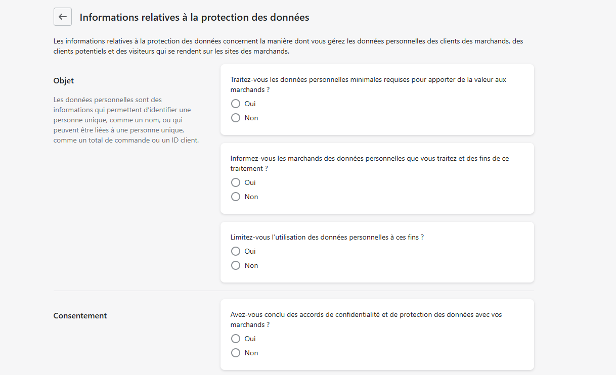 Questions sur la protection des données